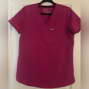 FIGS Caterina One Pocket Scrub Top Raspberry Sorbet- Small